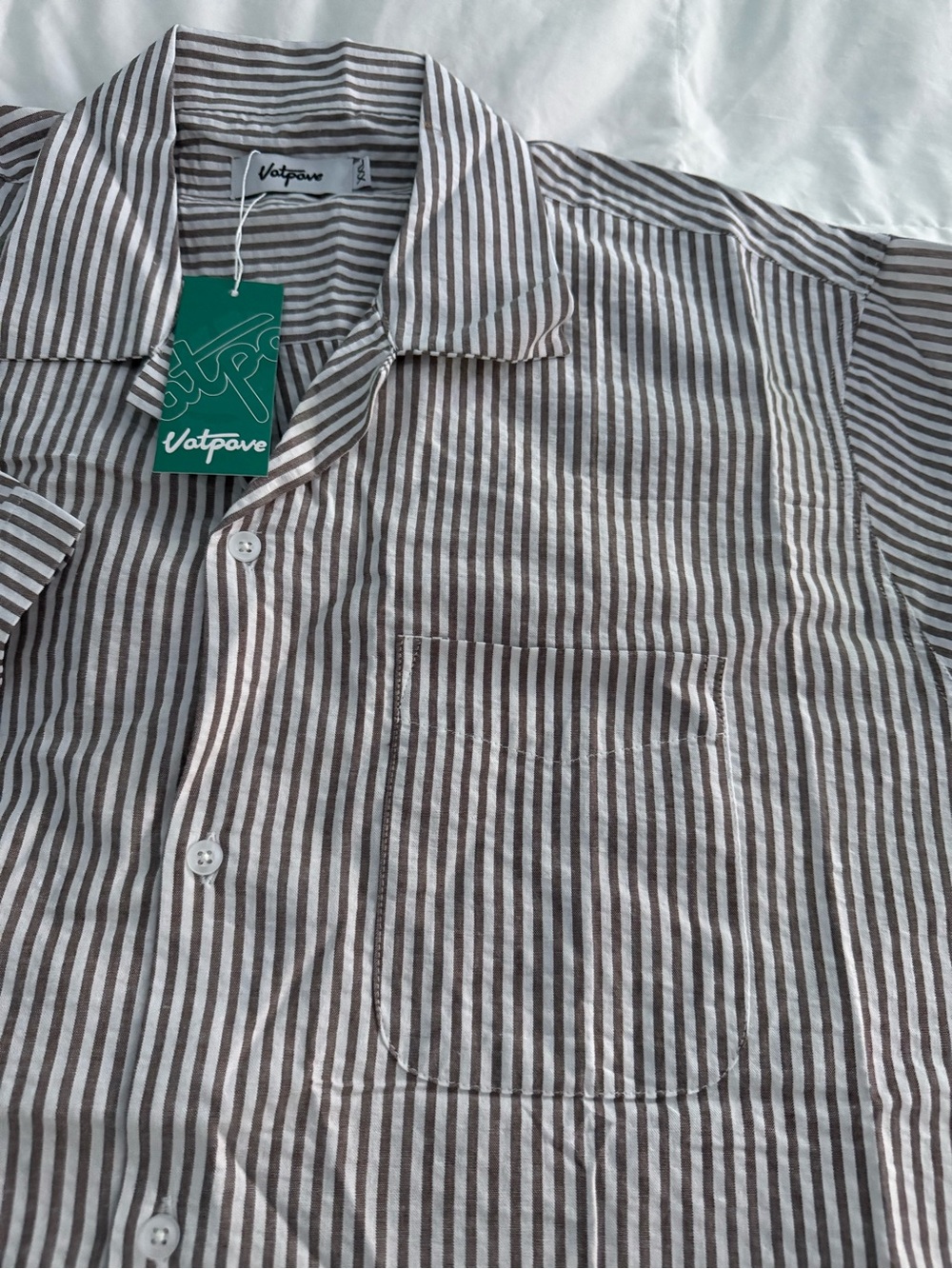 Men’s Black & White Striped Button-Up Shirt